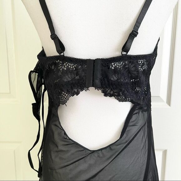 NEW Oh La La Cheri Page Underwire Babydoll Chemise & G-String Thong Black 1X - Picture 6 of 11